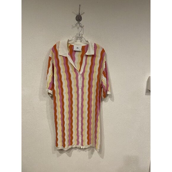 Yellow the Label Felix Dress Womens S/M Multicolor Striped Knit Button Front - Picture 2 of 4
